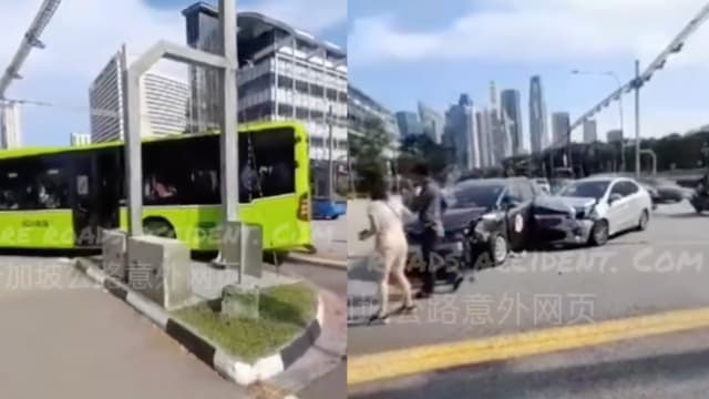 尼诰大道巴士和两汽车碰撞 两名女乘客受伤