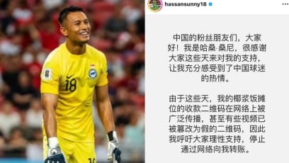  Hassan Sunny Tells Chinese Fans To Stop Sending Him Money After Scammers Tamper With His Nasi Padang Stall’s QR Code, Pens IG Post In Mandarin