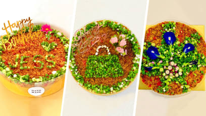 Savoury Yam Cakes Decorated With Chai Poh & Spring Onion Bags Popular For Birthdays