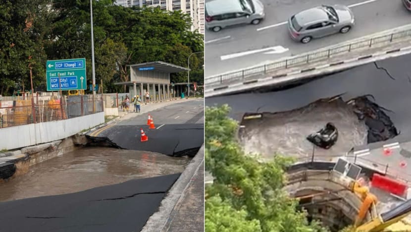 Car falls into sinkhole at Tanjong Katong Road South; one person taken to hospital