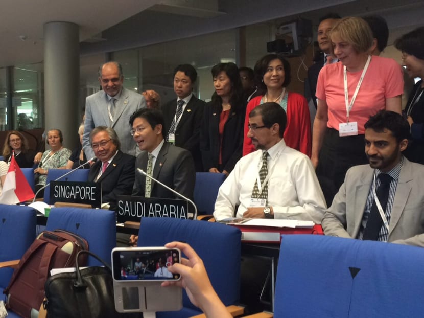 Minister Lawrence Wong delivers a statement after it was announced that The Singapore Botanic Gardens joins the list of UNESCO World Heritage Sites. Photo: Siau Ming En