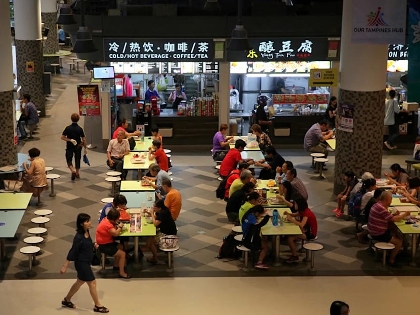 Do not spit food debris onto tables at food centres