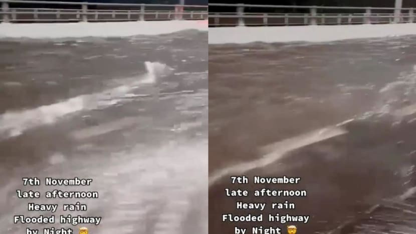 Flooding along BKE road shoulder seen in viral clip due to debris over drain grating: PUB