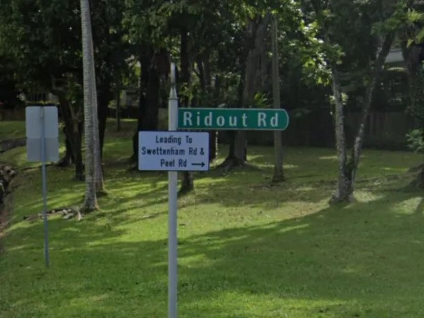 A signpost to Ridout Road.