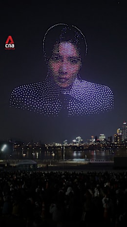 Drones light up Seoul sky ahead of BTS comeback concert