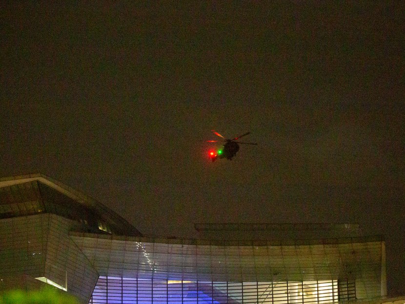 An H225M Medium Lift Helicopter is seen flying off The Star Vista mall during a military exercise conducted by the Singapore Armed Forces on Feb 7, 2022. An H225M Medium Lift Helicopter is seen flying off The Star Vista mall during a military exercise conducted by the Singapore Armed Forces on Feb 7, 2022.