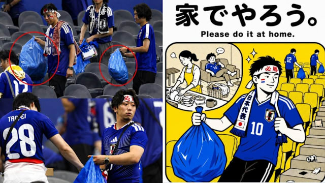 世界杯场边捡垃圾获赞 日本男性却因家务问题挨批