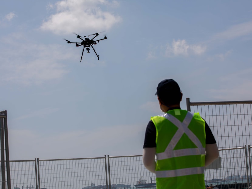 A drone demonstration on March 9, 2021 at 31 Marina Coastal Drive, conducted by Nova Systems and OneSky using a traffic management system. A drone demonstration on March 9, 2021 at 31 Marina Coastal Drive, conducted by Nova Systems and OneSky using a traffic management system.