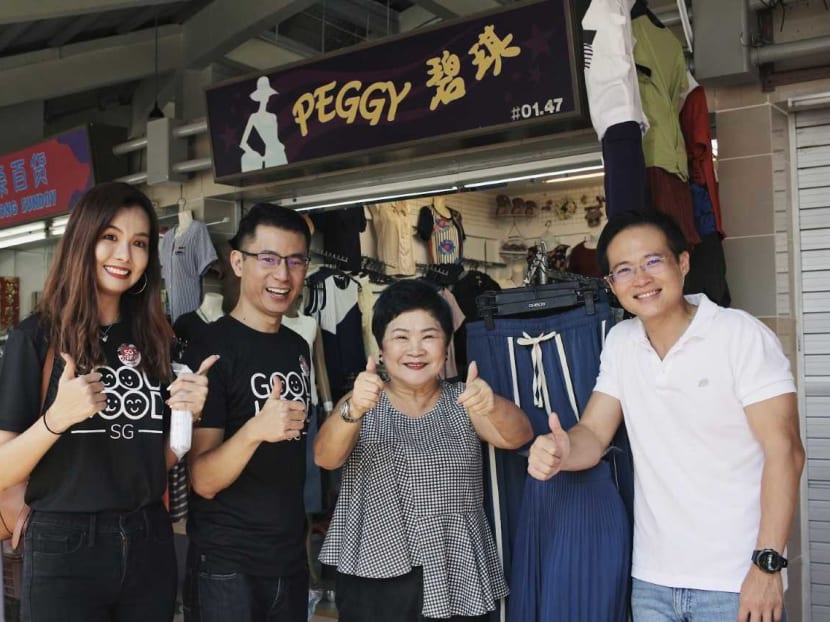 From left: Ms Charissa Goh; Mr Nigel Teo; a clothing stall operator in Tampines; and Mr Desmond Choo, Member of Parliament for Tampines Group Representation Constituency. From left: Ms Charissa Goh; Mr Nigel Teo; a clothing stall operator in Tampines; and Mr Desmond Choo, Member of Parliament for Tampines Group Representation Constituency.