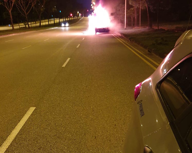 Taxi driver dies after cab catches fire along Seletar West Link