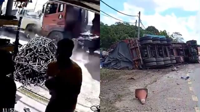 马国拖格罗厘猛撞四驱车 车主与死神擦肩而过