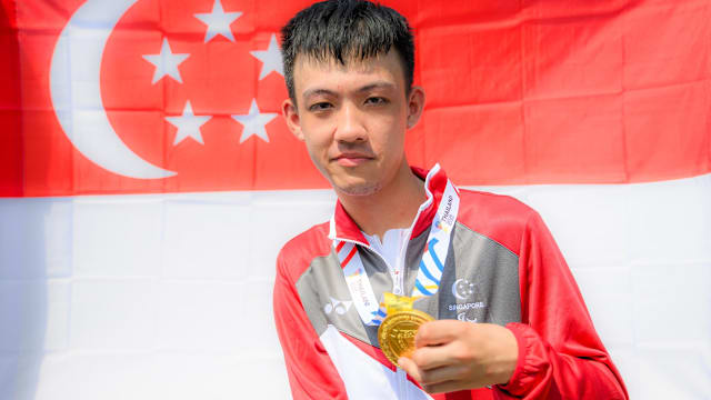 我国脚踏车选手陈彦志 为新加坡团队夺亚细安残运会首金