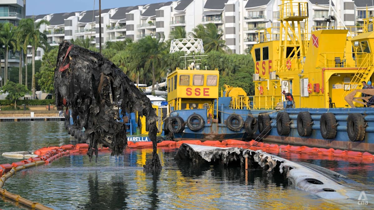 Salvage operation to remove wreck of luxury yacht at Sentosa Cove begins a month after blaze