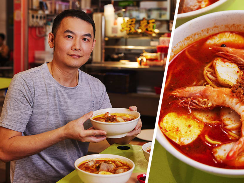 Prawn mee with crispy hae bee hiam sambal so shiok, Chen Liping asked to tapow extra home 
