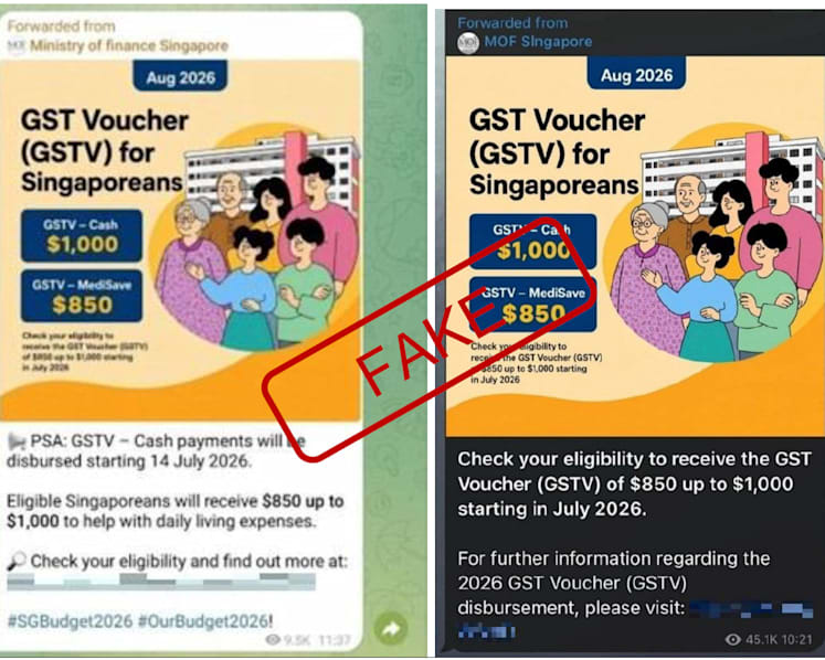 Police warn of scam using fake GST Voucher Telegram messages to hijack accounts