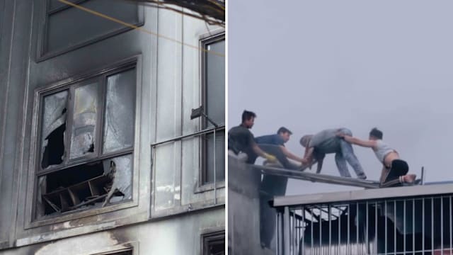 河内民宅大楼失火  民众合力砸开铁皮屋顶救出七人获表扬