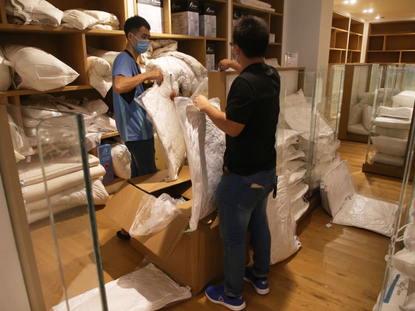Shoppers at the bedding section of Robinsons department store at The Heeren on Nov 1, 2020.