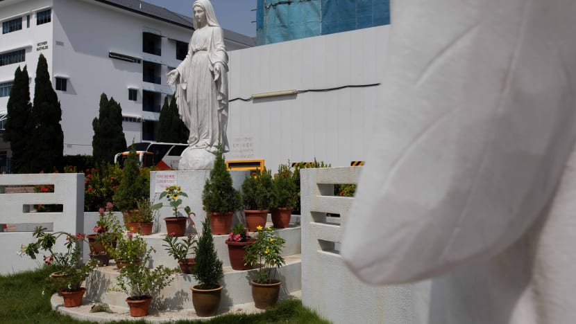 Statue of Mary in courtyard of Hougang church found defaced