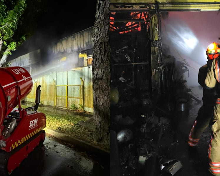 Firefighter and another person taken to hospital after Defu Lane fire; second industrial blaze in a night 