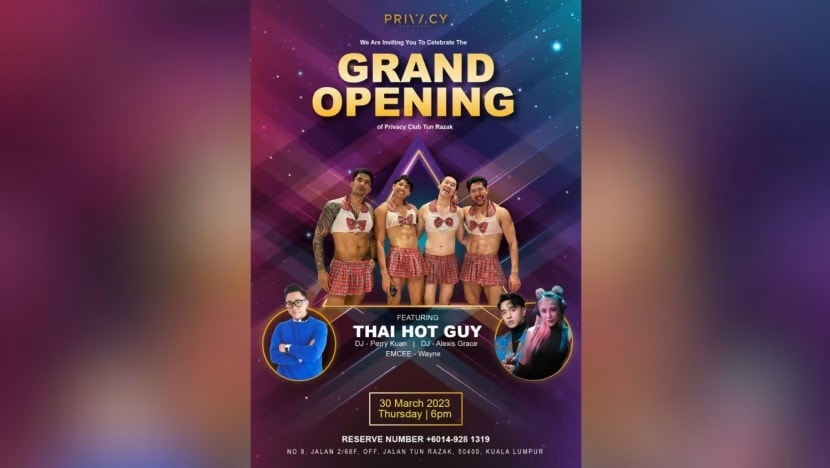 Acara pembukaan 'Thai Hot Guy' di KL dibatalkan, kelab malam mohon maaf Acara pembukaan 'Thai Hot Guy' di KL dibatalkan, kelab malam mohon maaf