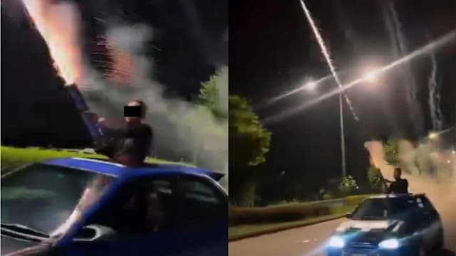 男子探出车窗放烟火视频疯传 马警逮捕四人