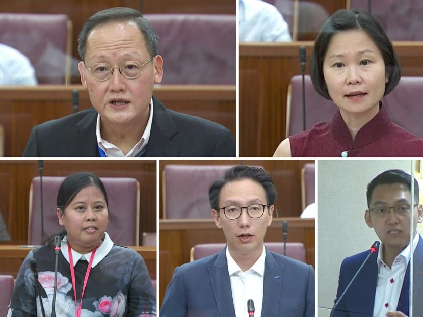 (Clockwise from top left) Dr Tan See Leng, Ms Gan Siow Huang, Mr Don Wee,  Mr Edward Chia and Ms Mariam Jaafar presented varied ideas on keeping Singaporeans employed during the Covid-19 crisis.