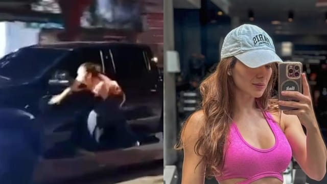疑为抓外遇老公 巴西女医生挂车外狂追 