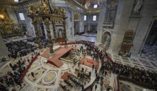 Thousands gather for second day to view Pope Francis