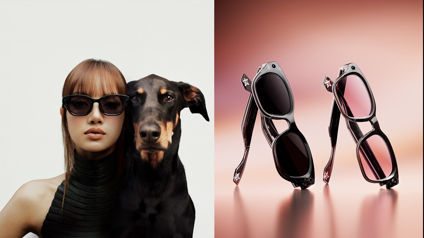 Meta Glasses by LISA的两款眼镜设计（右），灵感来源包括Lisa的宠物猫狗。（图：Meta提供）