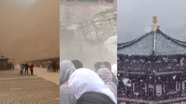 中国陕西天气多变 沙尘暴后下雨还罕见下雪
