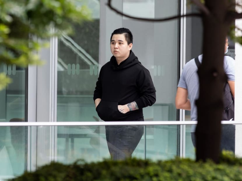 Tan Jek He walking outside the State Courts on March 11, 2024.