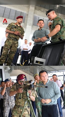 Brunei's Crown Prince visits SAFTI City, tries out drones, rifles