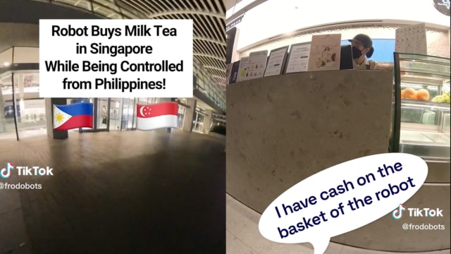 男子远程操控机器人到金沙买泡泡茶 路人啧啧称奇