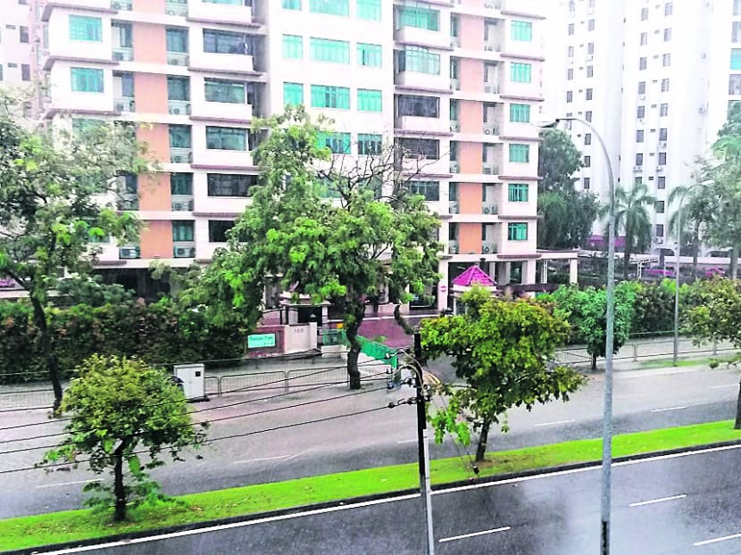 The drains along Tampines Road, between Upper Serangoon Road and Hougang Ave 2, will be upgraded next year to prevent flooding like this that happened about 8.30am yesterday. Photo: Kelvin Tan