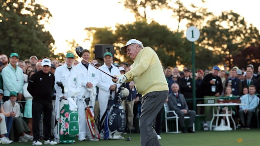 Fore! Nicklaus hooks one into the gallery as legends kick off the Masters