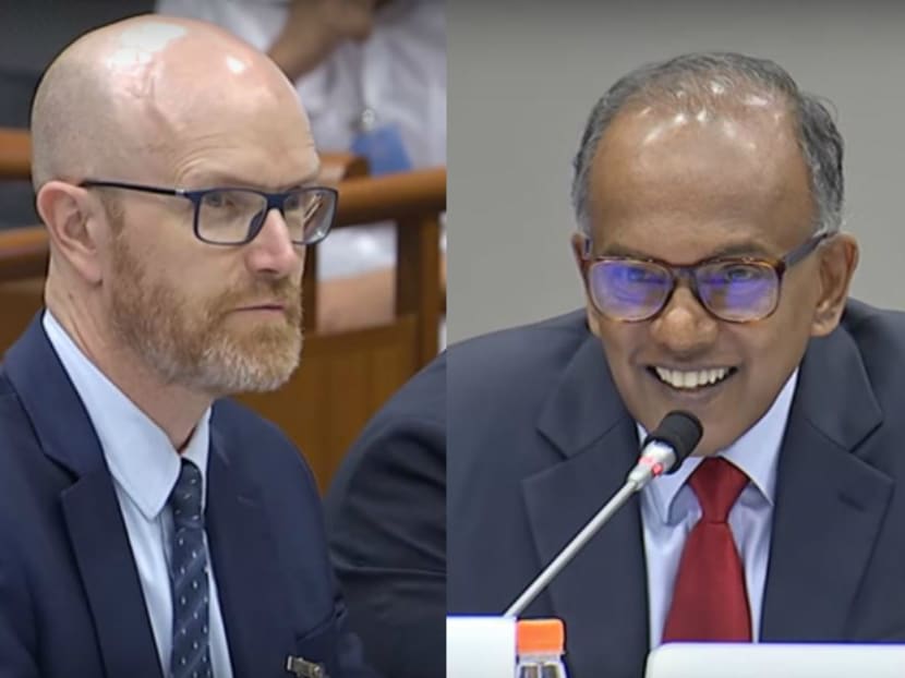 Law and Home Affairs Minister K Shanmugam and Facebook’s Asia-Pacific vice-president of public policy Simon Milner went toe to toe over the company’s failure to tell users when it found out about political data firm Cambridge Analytica’s misuse of data in 2015. Photo: Video Screengrab