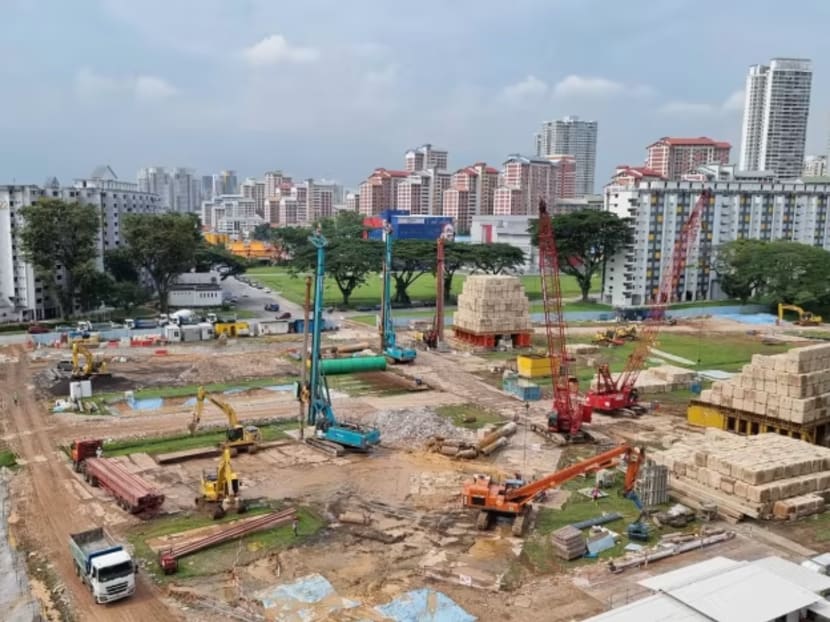 The public housing construction site beside Block 25 Sin Ming Road.