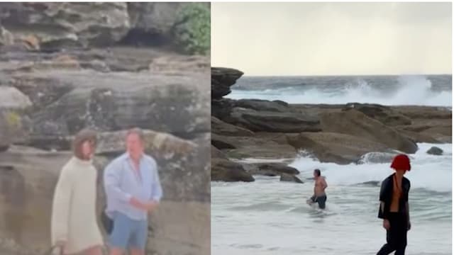 误闯沙滩时装秀 澳洲男幽默道歉