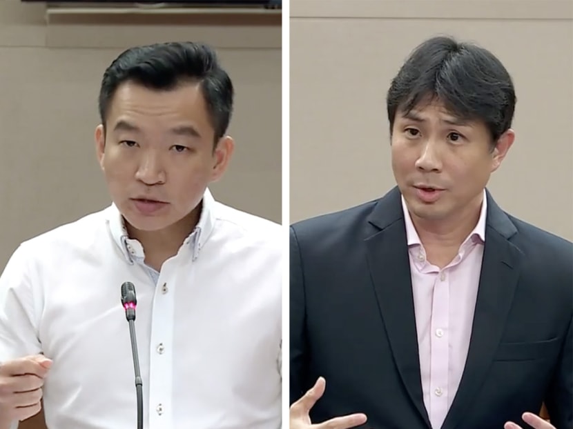 Mr Eric Chua (left), Senior Parliamentary Secretary for Social and Family Development, and Associate Professor Jamus Lim (right), Workers’ Party Member of Parliament, debating on items that are basic needs for lower-income households. Mr Eric Chua (left), Senior Parliamentary Secretary for Social and Family Development, and Associate Professor Jamus Lim (right), Workers’ Party Member of Parliament, debating on items that are basic needs for lower-income households.