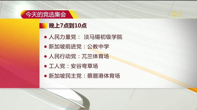 【GE2025】时隔十年 本届大选将有五个场地分别举行竞选集会