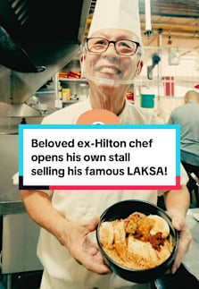 Former Hilton and Voco hotel chef Tan Kim Teck, affectionately known as Uncle Ah Teck, serves up laksa so shiok, hotel guests actually rave about it in their online reviews!  He recently retired from the hotel line to start his own hawker stall selling his famously decadent laksa, and hopes to get his business off the ground before passing it to his son. #8dayseathawker #laksa #sgfoodie #tiktoksg