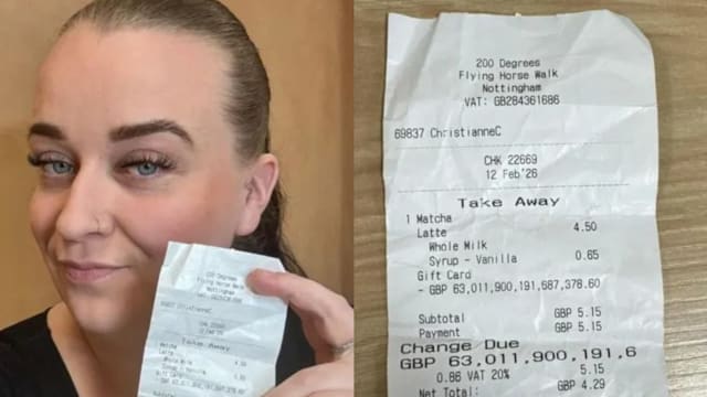 买饮料秒变“全球首富”   英国女子礼品卡余额高达6300兆英镑