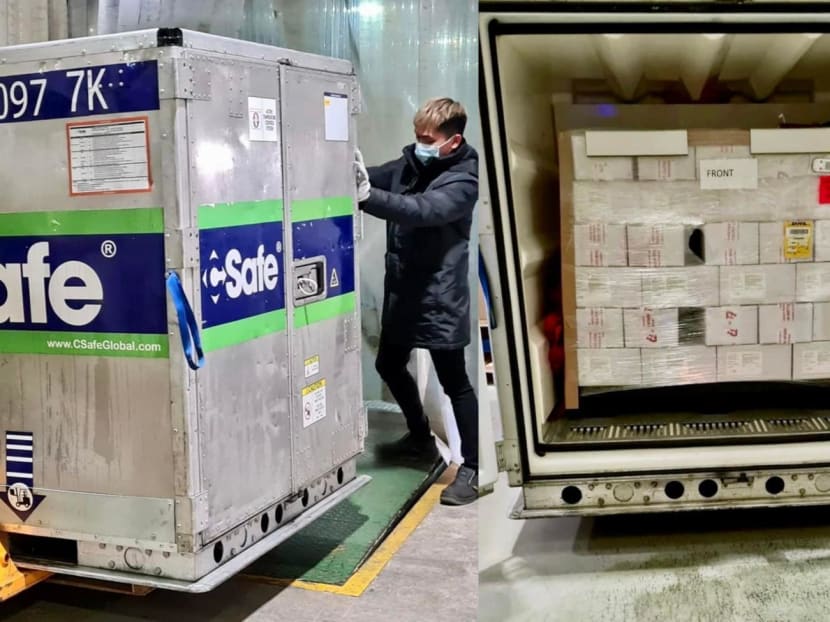A shipment of Novavax’s Nuvaxovid Covid-19 vaccine arriving in Singapore. 