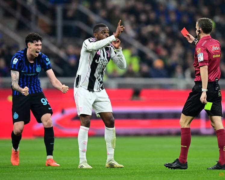 Juve executives banned after clash with referee in wake of Kalulu dismissal