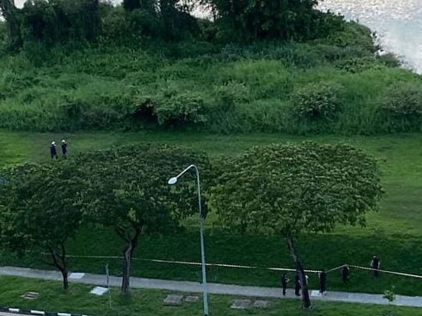 Police blocked off the area around Tampines Quarry on the evening of May 4, 2020.