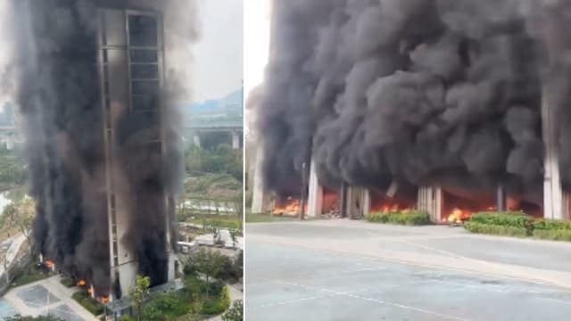 电动脚踏车停放点起火 杭州大楼浓烟滚滚