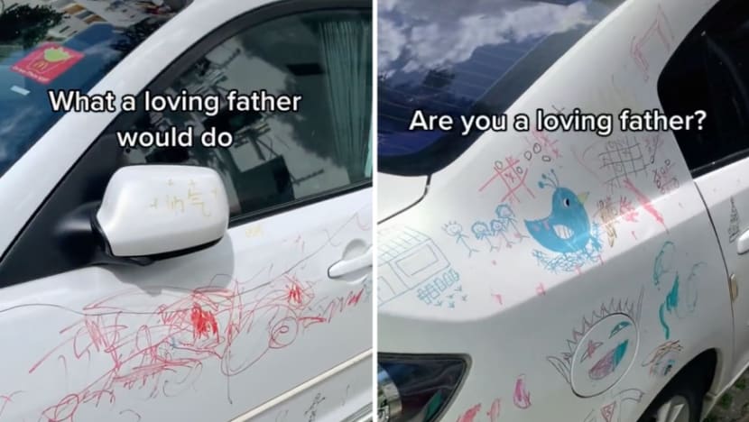 Warga net tersentuh lihat kereta diconteng anak