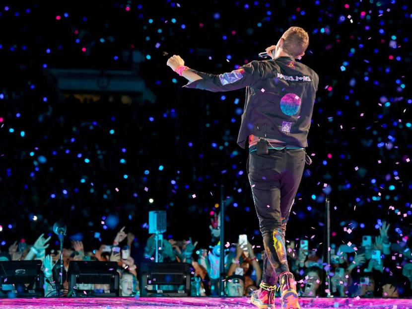 Chris Martin of Coldplay performs onstage at Rose Bowl Stadium on September 30, 2023 in Pasadena, California. Chris Martin of Coldplay performs onstage at Rose Bowl Stadium on September 30, 2023 in Pasadena, California.