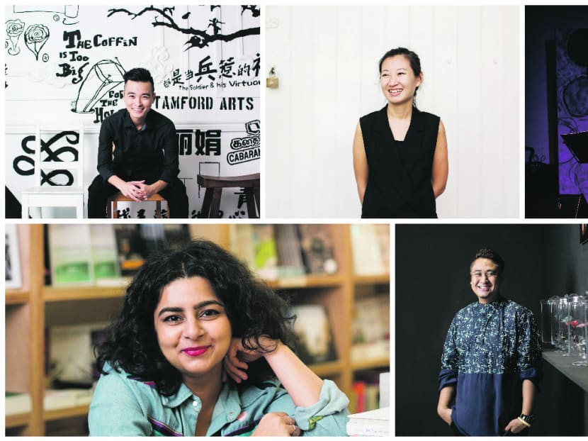 Clockwise from top left: Liu Xiaoyi, Alecia Neo, Marc Nair, Pooja Nansi and Ezzam Rahman, Photos: NAC, The Local Mews