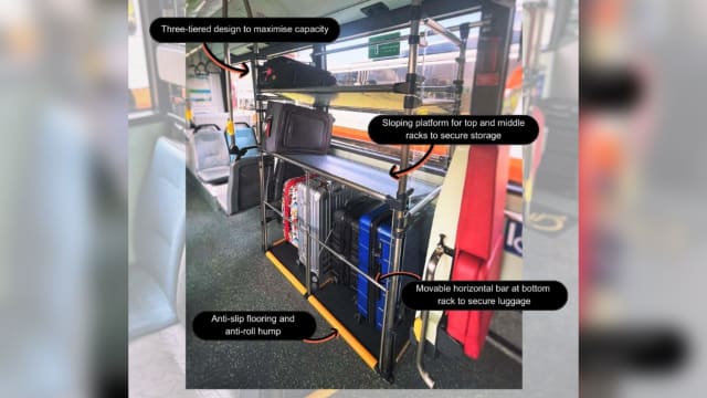 往返机场的36号巴士 试行增设多层行李架